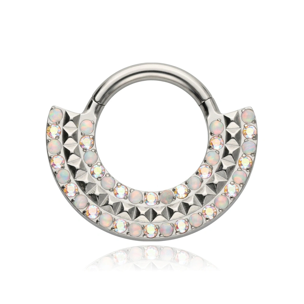 Piercing clicker with white Premium Zirconia - CoCr NF - silver - K-078