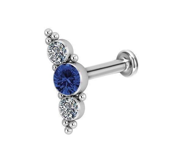 Titanium labret cluster - Premium Zirconia - navy blue - TGW-069