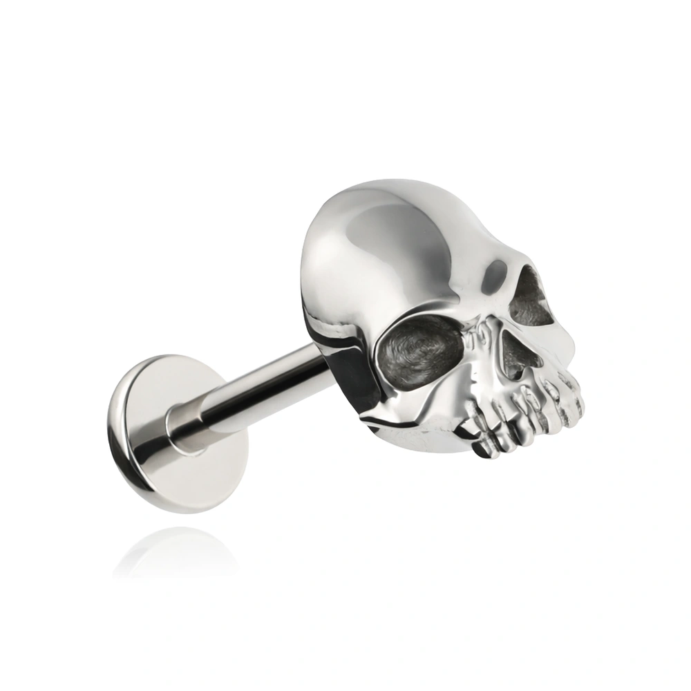 Titanium labret skull - silver