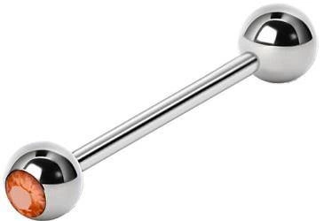 Tongue barbell - champagne zirconia - 1.6/16/6 - KJ-055