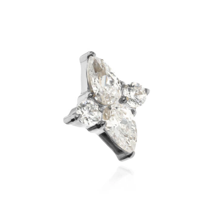 Titanium attachment with white zircons - silver - TNA-143