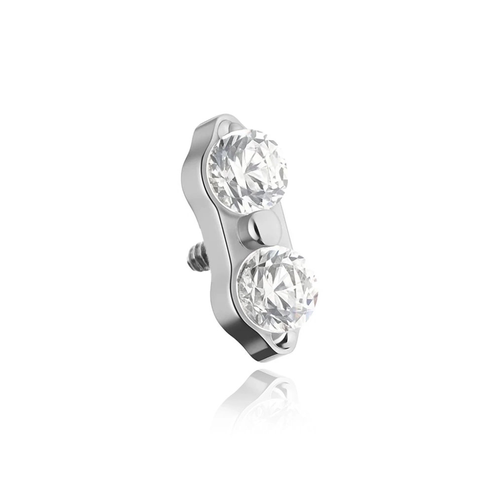 Titanium attachment with white zircons - silver - TNA-206