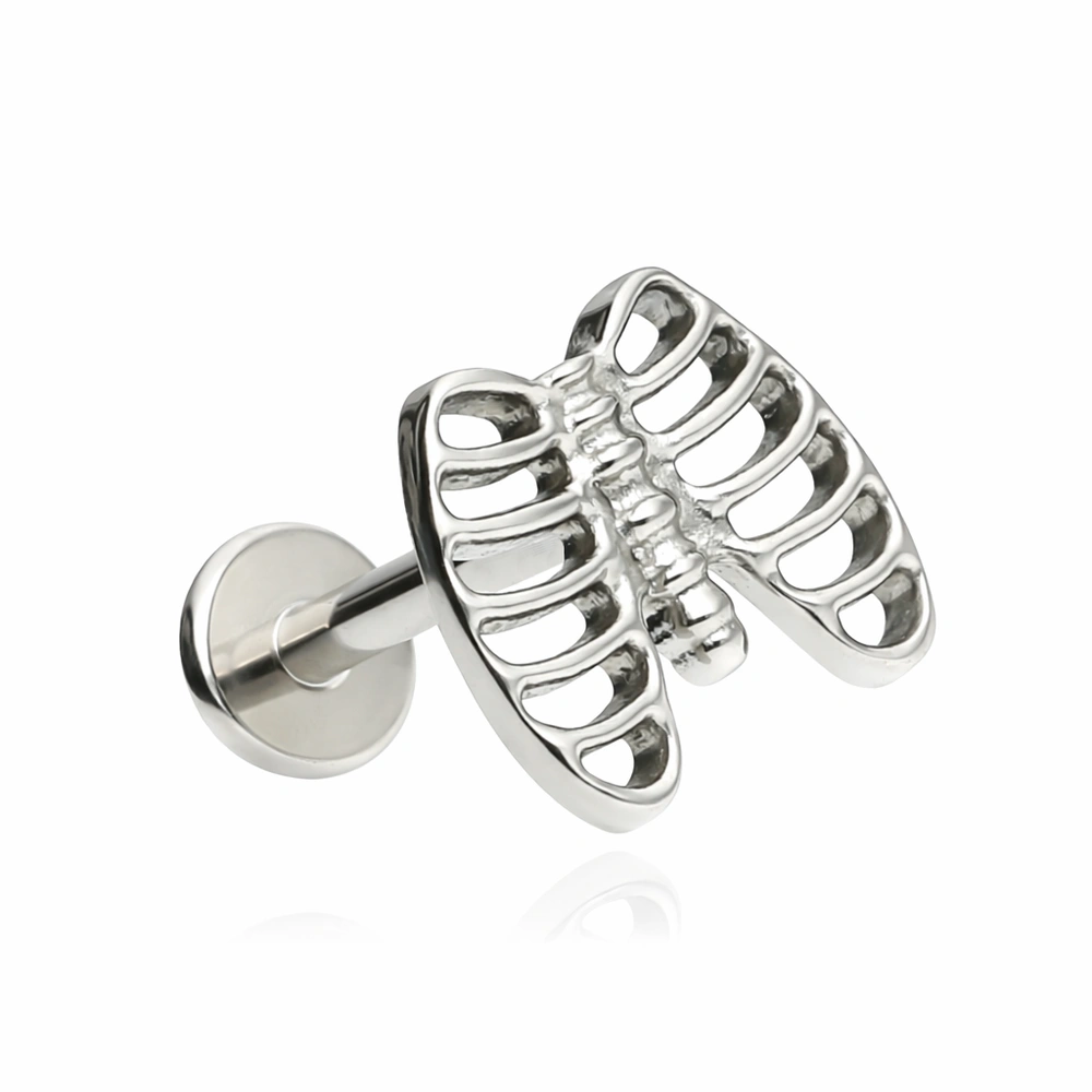 Titanium labret ribs - silver