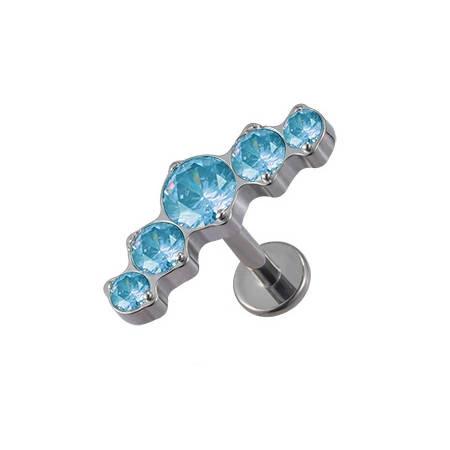 Titanium labret decorative - blue zirconia - TGW-079