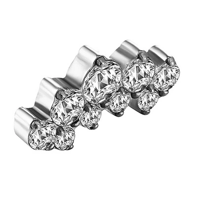 Titanium attachment for pins - cluster with white zircons - TNA-057