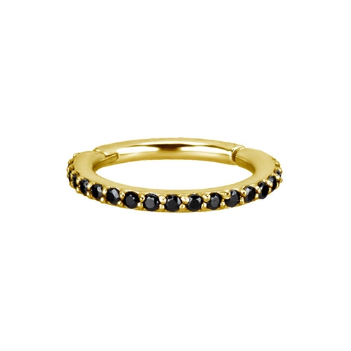 Gold clicker   ring black PREMIUM Zirconia - K-013