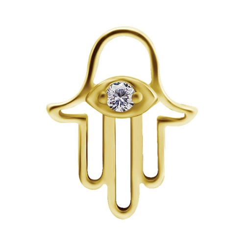 Charms - fatima's gold hand with white zirconia - D-068