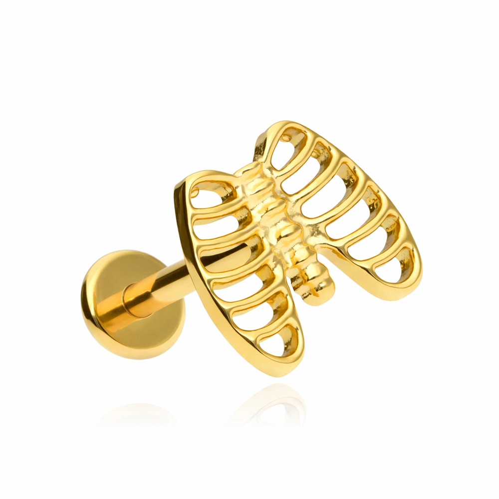 Titanium labret ribs - gold