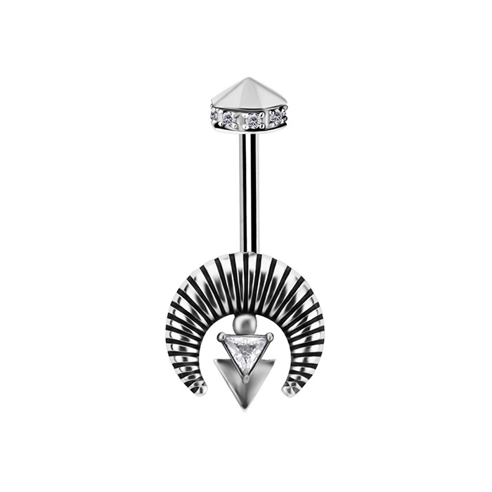 Labret tulip with white zircons - silver - LGW-053