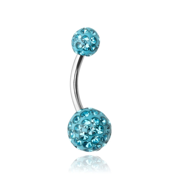 Belly button ring - blue crystals - KP-002