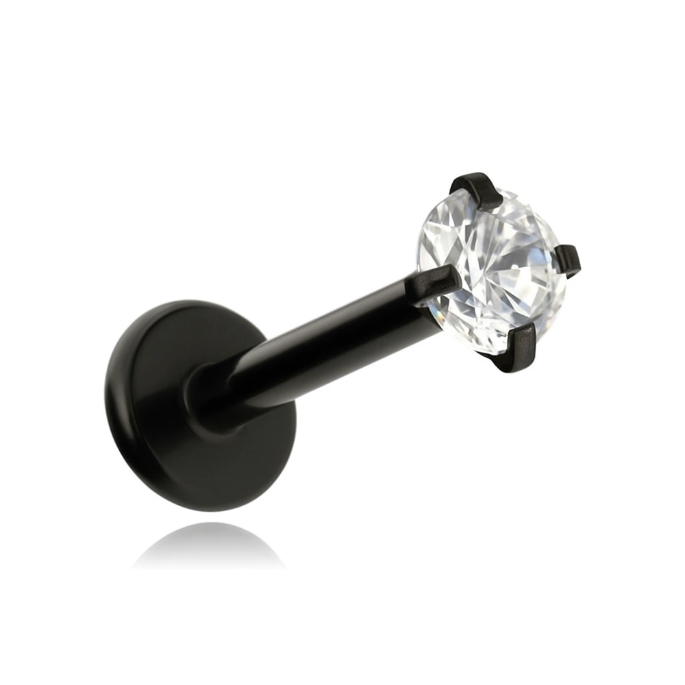 Labret black with white zirconia - LGW-001