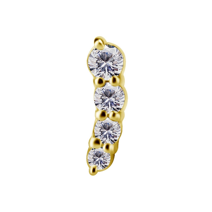 attachment 18K gold ornamental with white zircons - left - GD18K-045