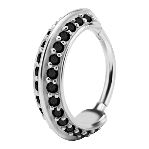 Clicker ring with black zircons - K-015