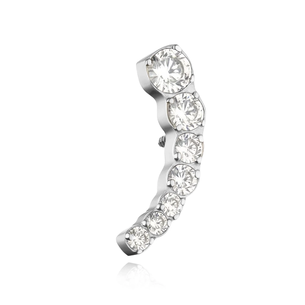 Titanium attachment with white zircons - silver - TNA-102