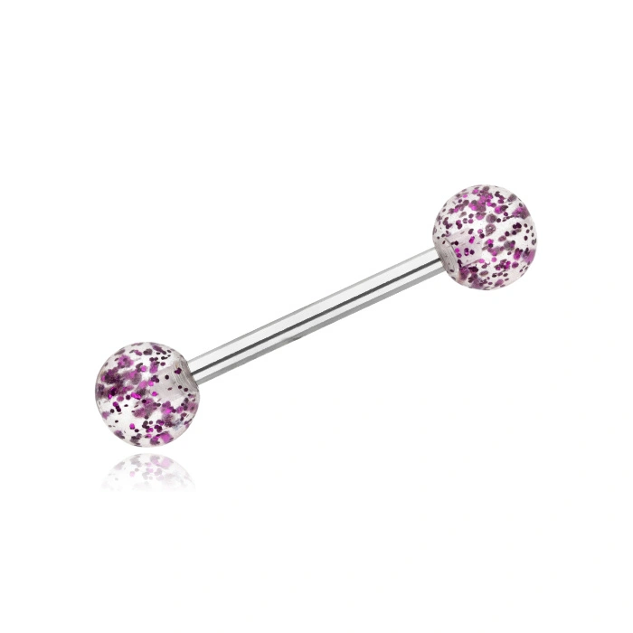 Tongue barbell  zerbra purple - KJ-056