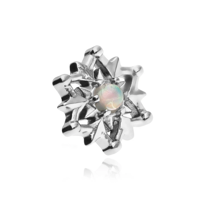 Titanium attachment snowflake with opal - silver - TNA-122