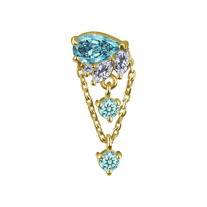 Attachment 18K gold with turquoise and white cubic zirconia and topaz - GD18K-068