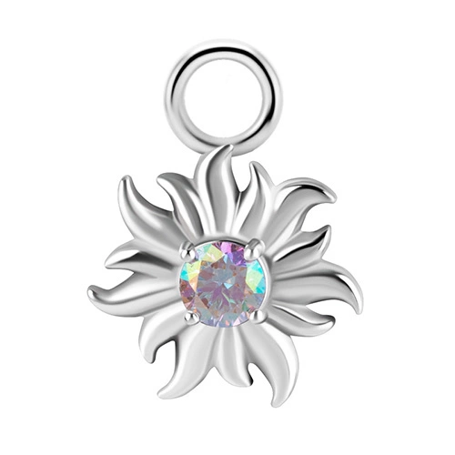 Charms - CoCr NF - sun - colored PREMIUM ZIRCONIA - silver - D-054