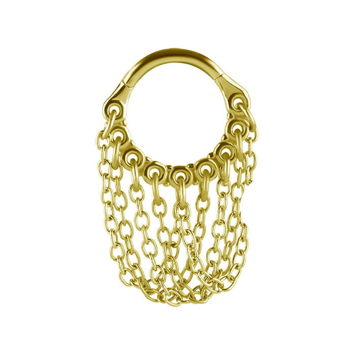 Piercing ring clicker with chains - gold - K-064