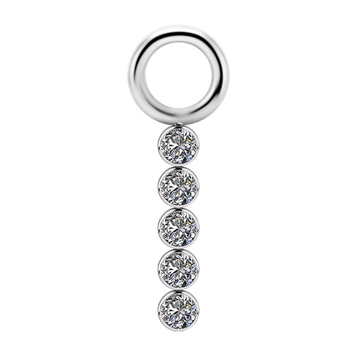 Titanium Charms - PREMIUM ZIRCON - silver - M - D-060