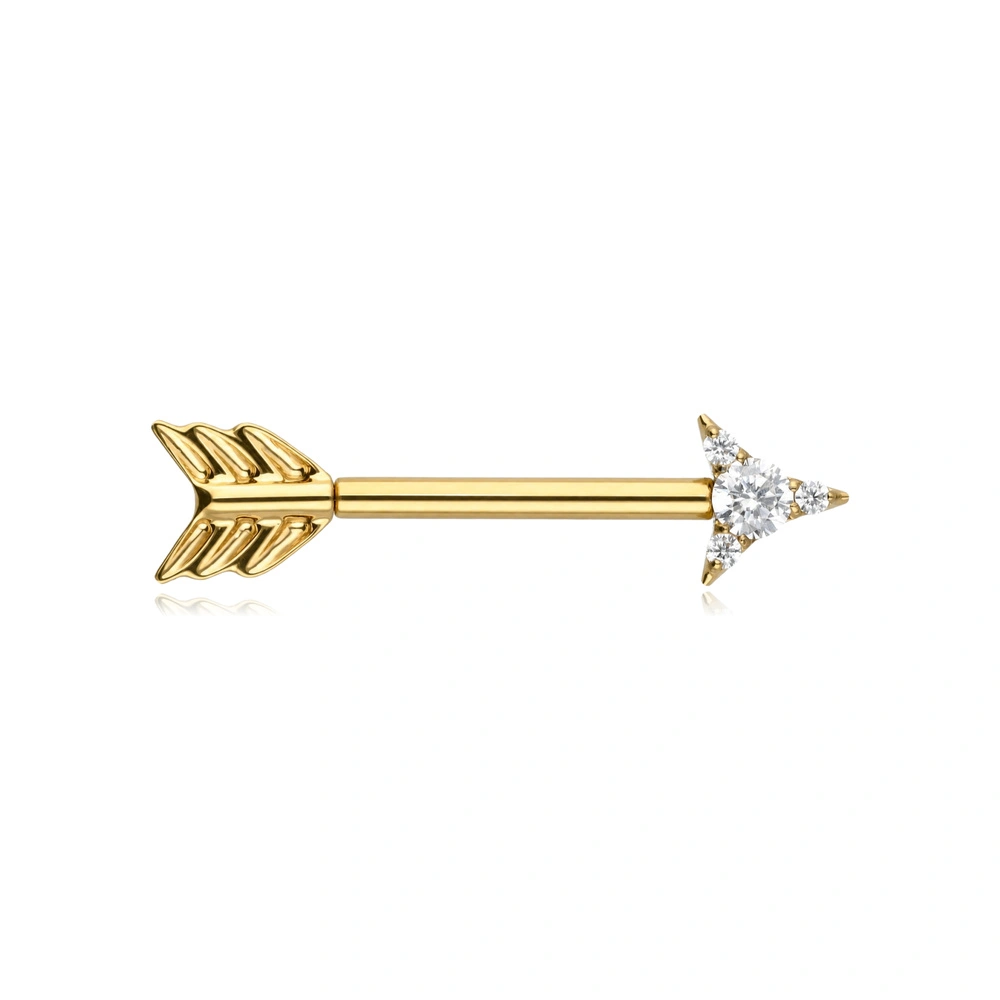 Titanium nipple piercing with white zircons - silver - TI-014