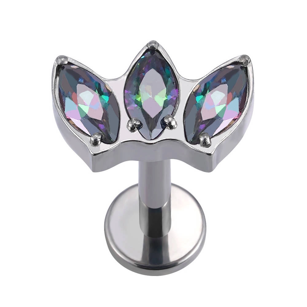 Titanium labret decorative - Vitrail Medium zirconia - TGW-081