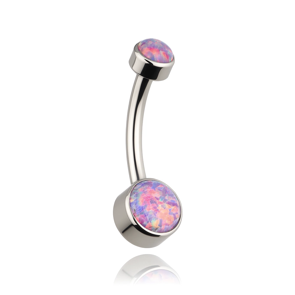 Titanium Belly button ring with purple opal - TPP-024
