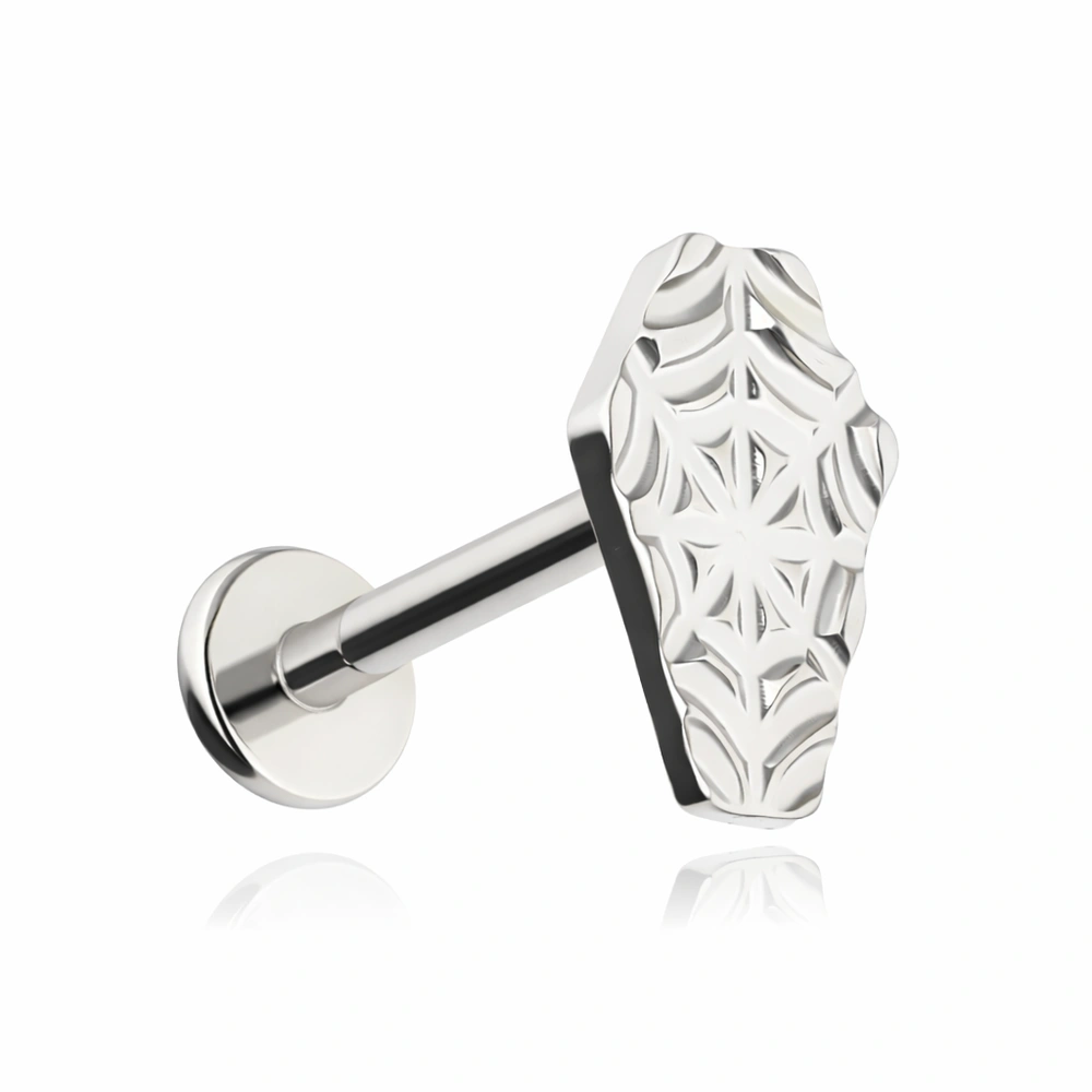 Titanium labret coffin - silver