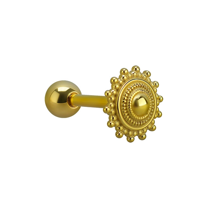 Tongue barbell decorative - gold - KJ-013