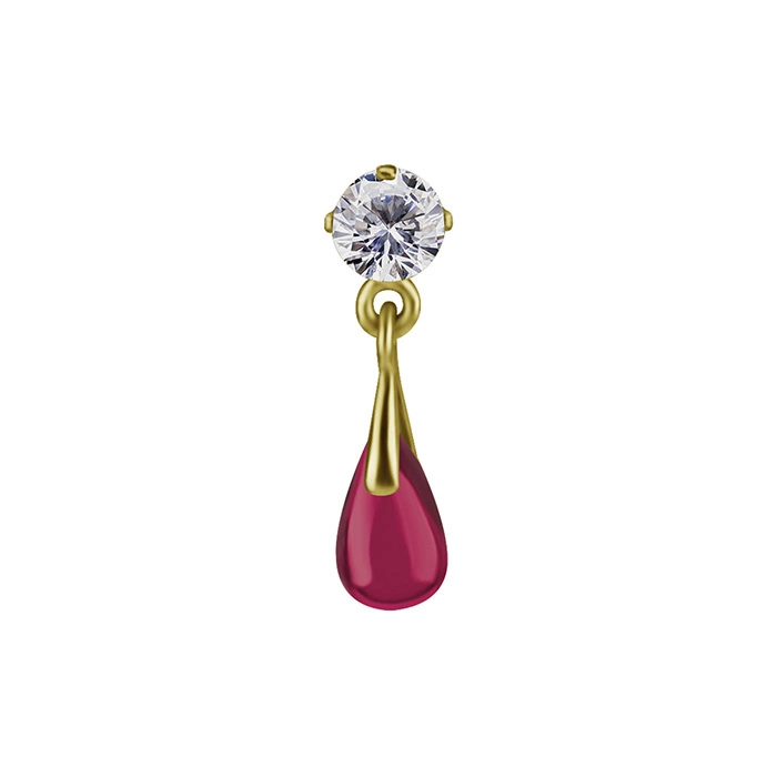 Attachment 18K gold - with white zircons and lab ruby - GD18K-071