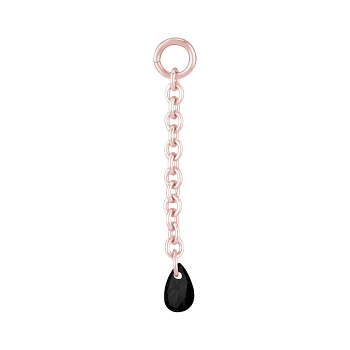 Charms chain with black zirconia - rose gold - D-074