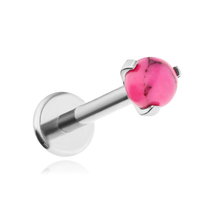 Titanium labret pink Howlite - silver