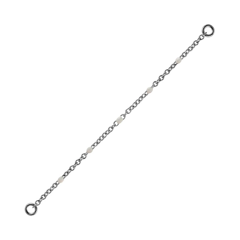 Chain - white beads - silver - D-023