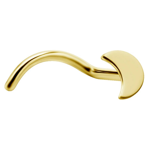 Titanium nose stud - gold moon - TN-021