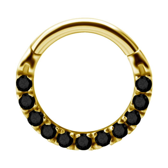 Piercing ring clicker - 18K gold with black spinel - GD18K-031