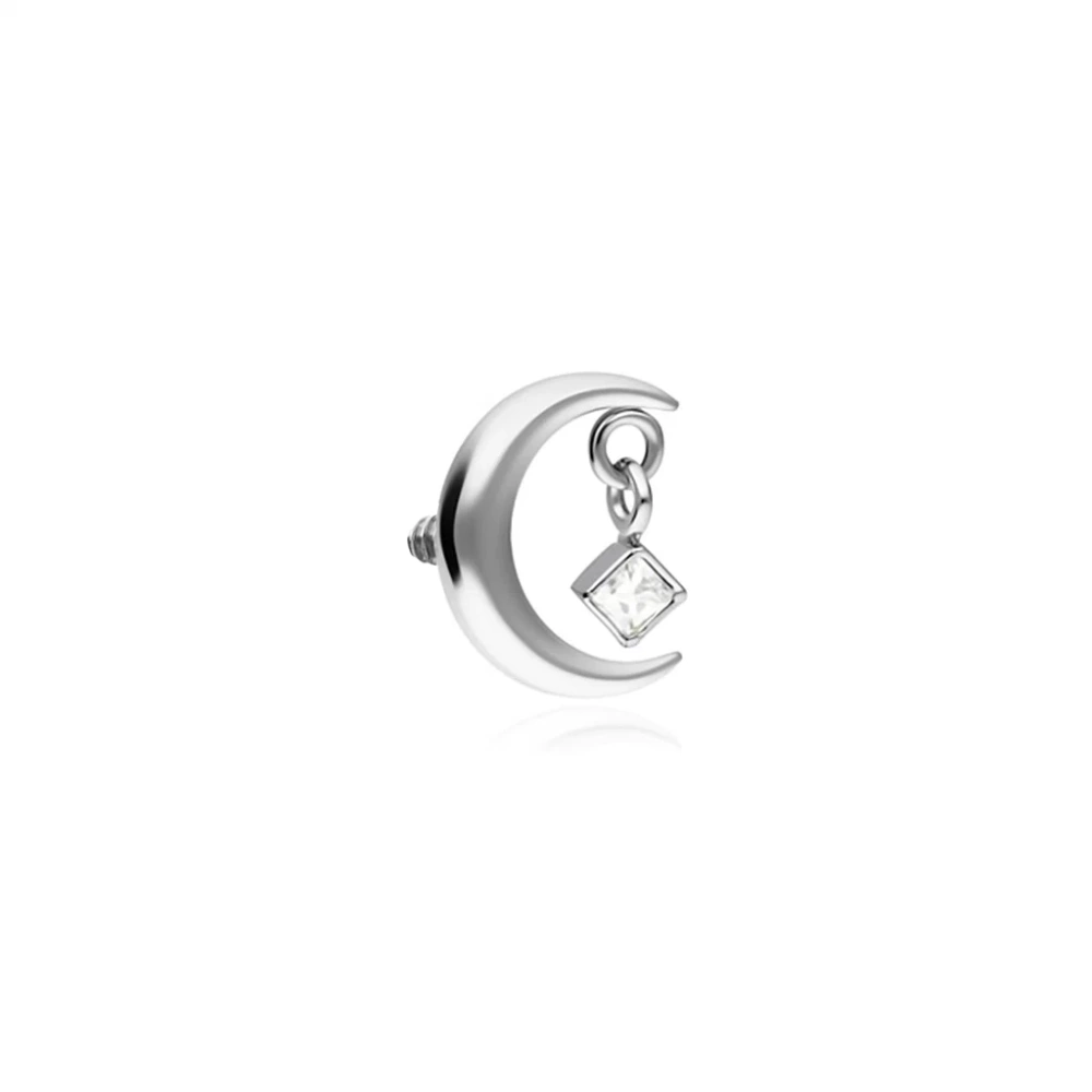 Titanium attachment moon with white zirconia - silver - TNA-204