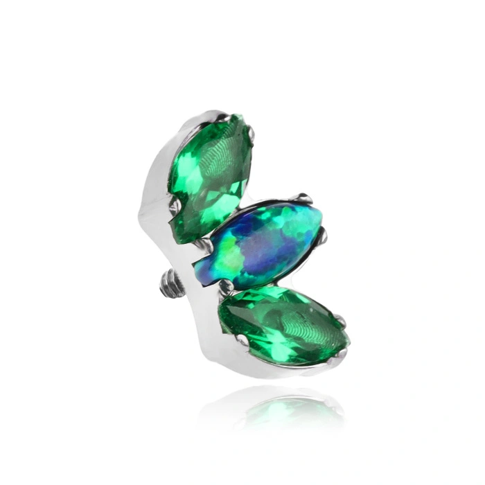 Titanium attachment with white zircons - silver - TNA-104