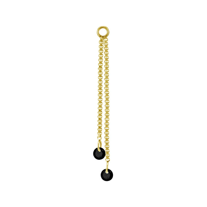 Charms chain with black zircons - gold - D-071