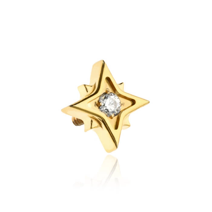 Titanium attachment star with white zirconia - gold - TNA-162