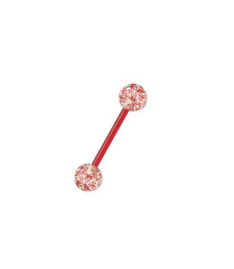 Tongue barbell  glitter red - KJ-066