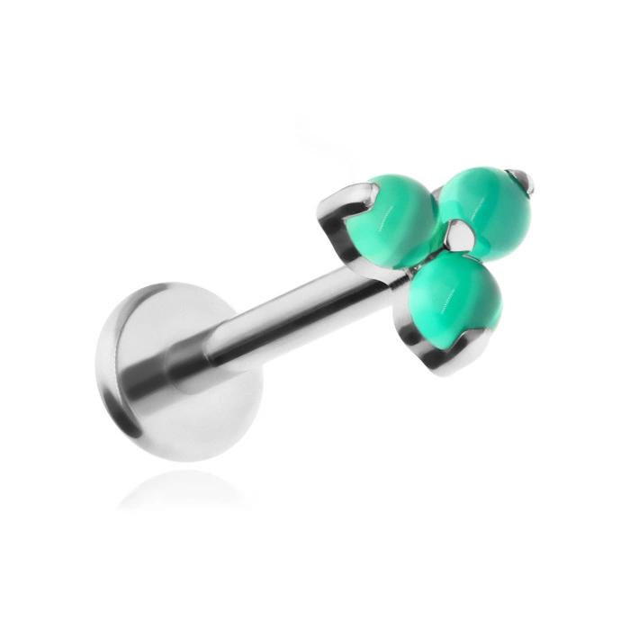 Titanium labret with green Aventurine