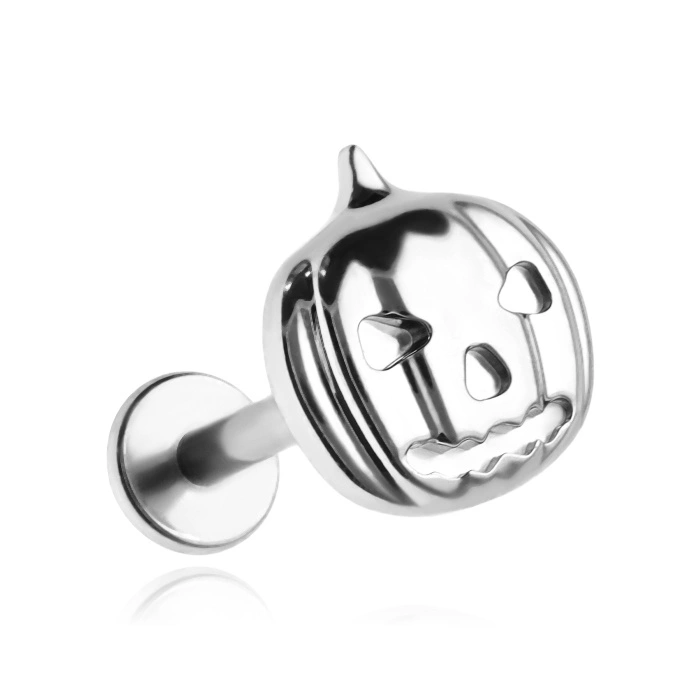 Titanium labret pumpkin  - silver - TGW-157