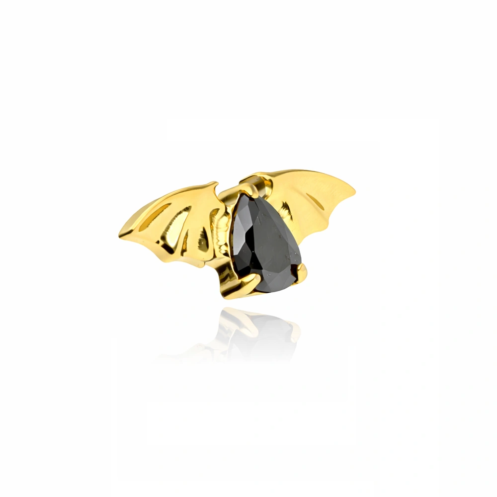 Titanium attachment bat with black zirconia - gold - TNA-232