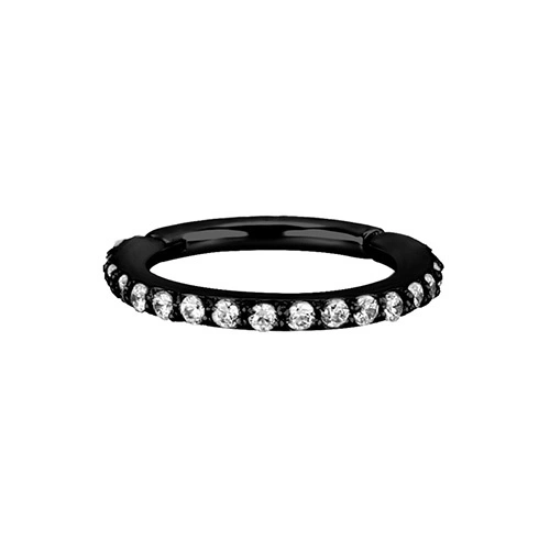 Black and white PREMIUM Zirconia clicker   ring - K-013