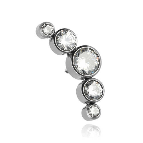 Titanium attachment cluster with white zircons - silver - TNA-033