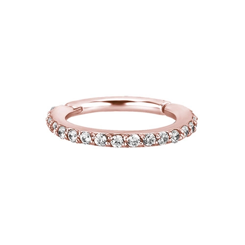 Rose gold and white PREMIUM Zirconia clicker   ring - K-013