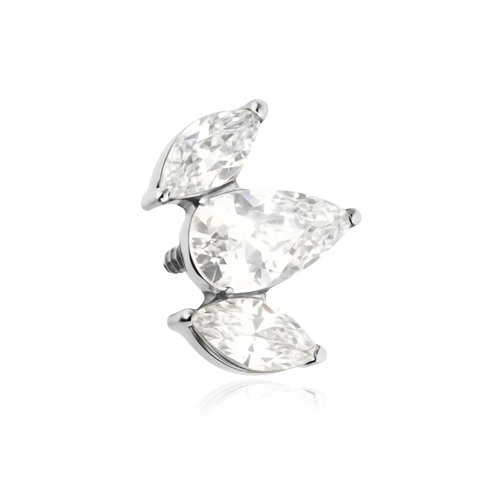 Titanium attachment with white zircons - silver - TNA-121