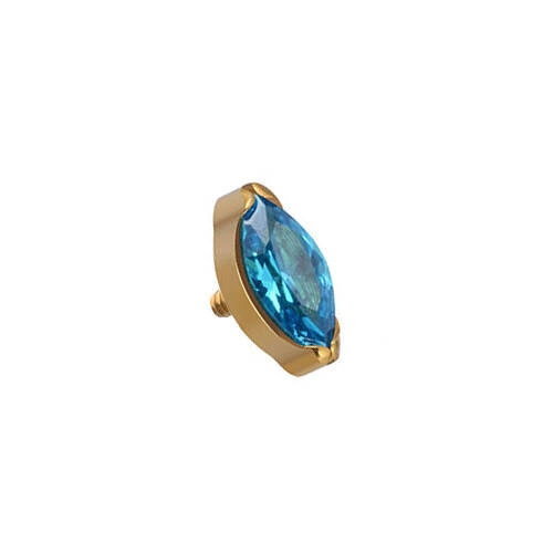 Titanium attachment  teardrop with blue zirconia - gold - TNA-107