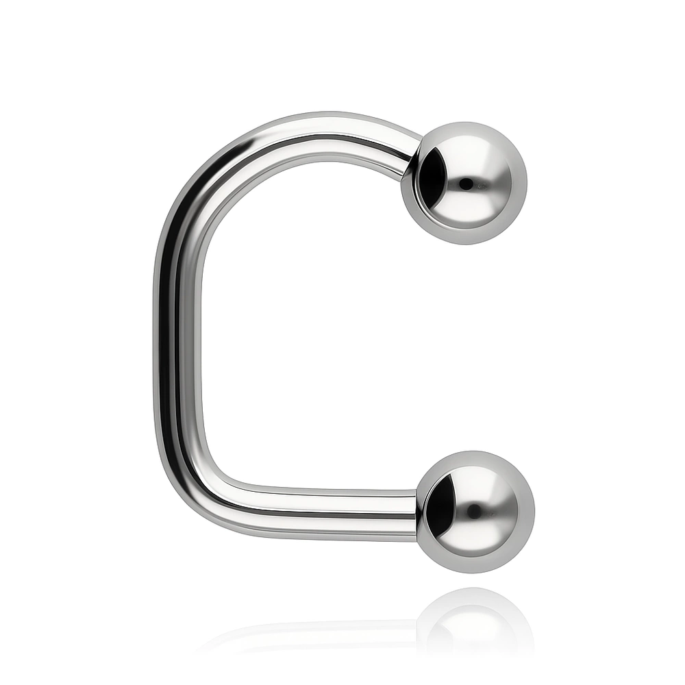 Titanium horseshoe earring - silver - female thread - TKP-002