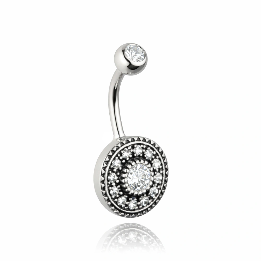 Openwork Belly button ring with zirconia blue - KP-039